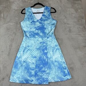 Silver Bait Sun Dress Sleeveless V-Neck Blue Mermaid Scale Print S‎